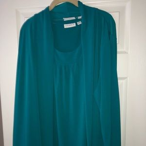 NWOT Susan Graver Liquid Knit Cardi/Tank Set